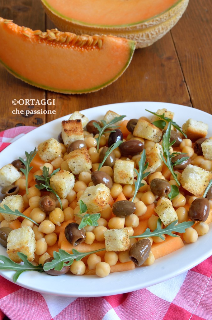 one-dish recipe - melon and chickpea salad
