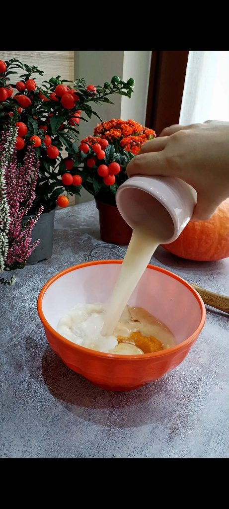 Add milk, oil, an egg, honey