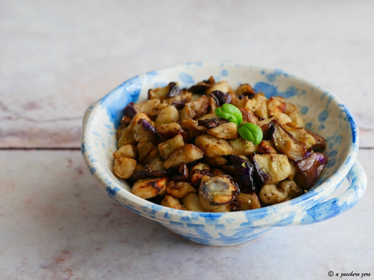 Eggplant Cubes Fried in Air Fryer