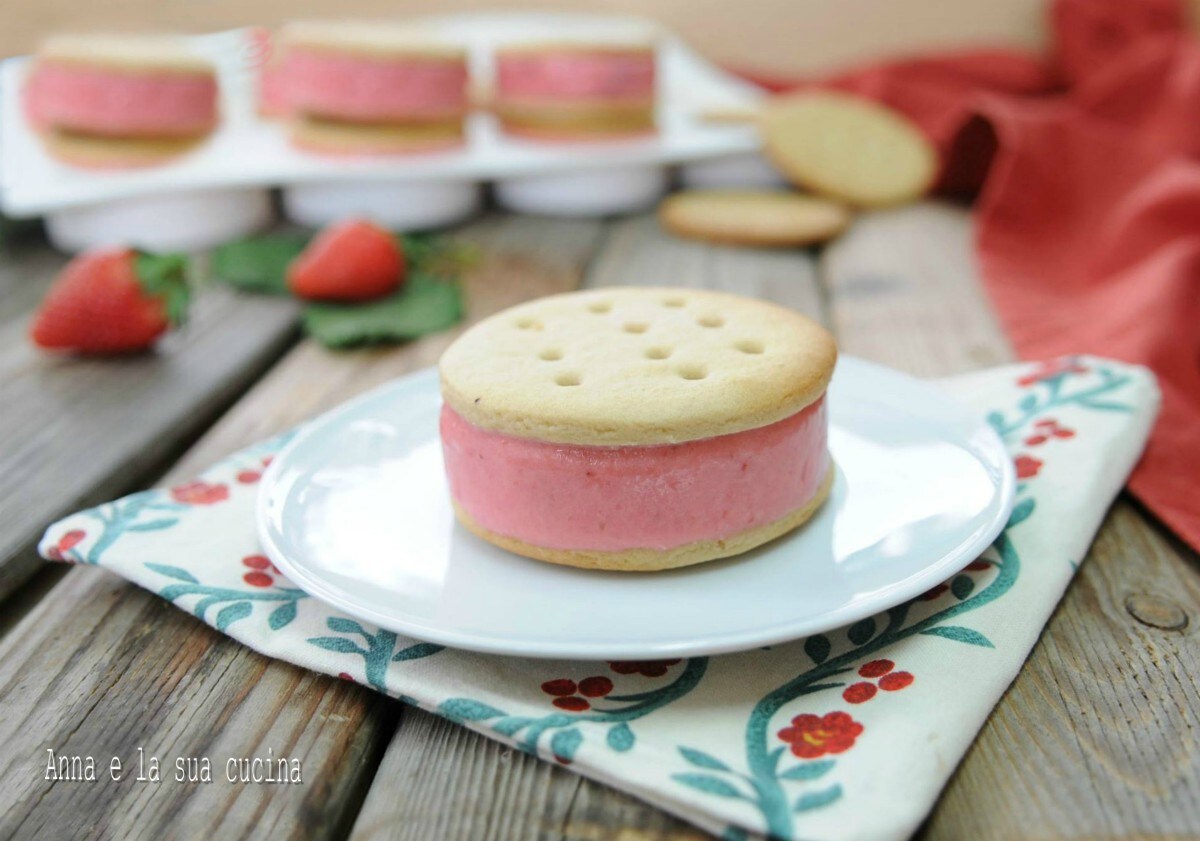 Strawberry and Yogurt Ice Cream Sandwich