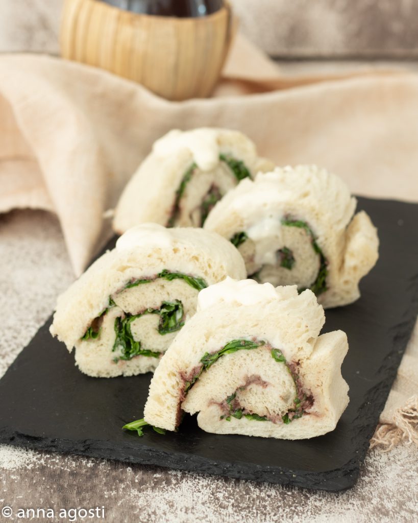 Arugula and Olive Paté Rolled Sandwich