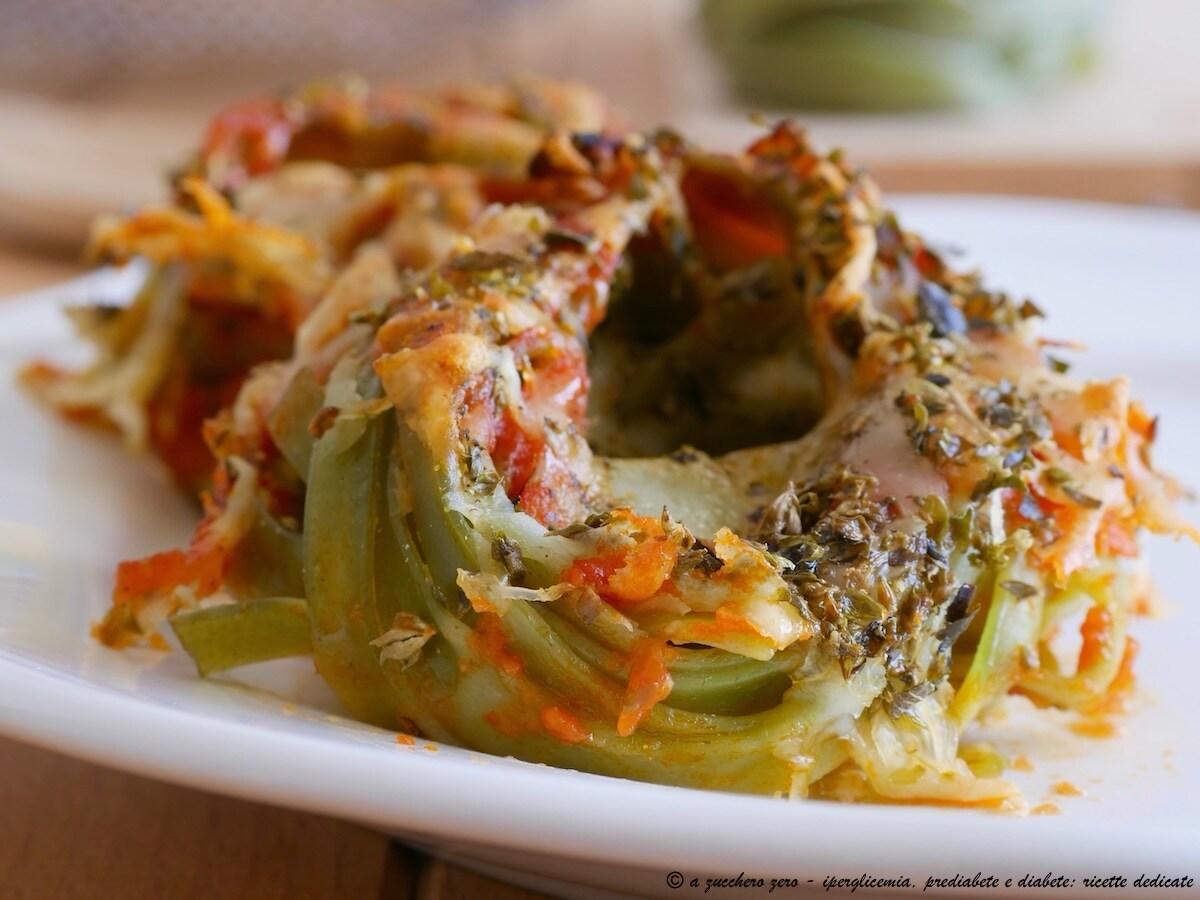 Baked Green Tagliatelle Nests with Tomato and Mozzarella