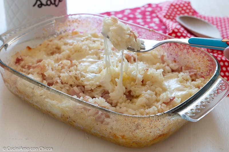 Baked Rice with Ham and Cheese