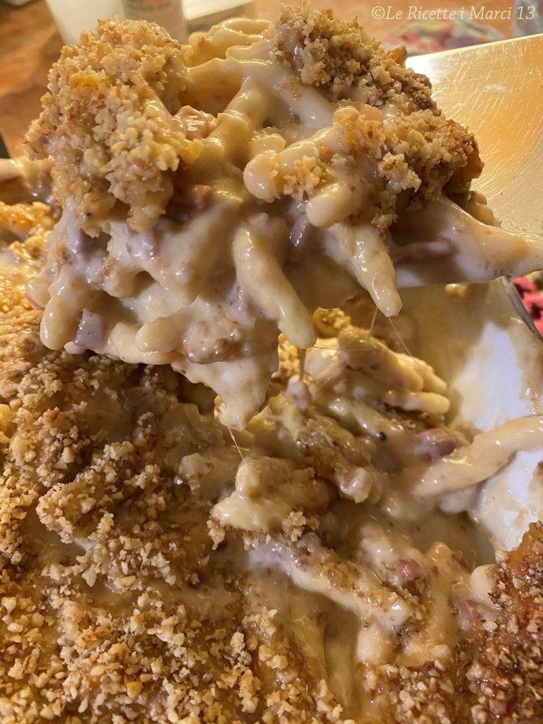 Baked Trofie with Walnuts, Speck, and Provola