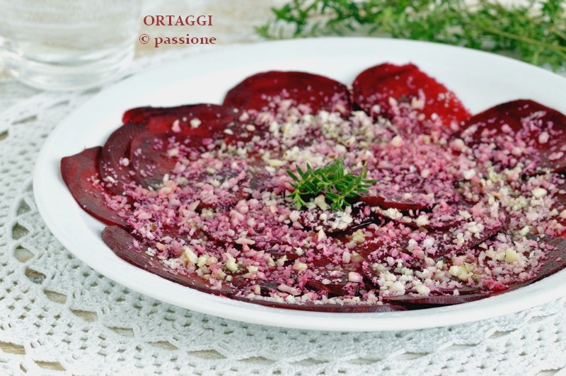 Beetroot carpaccio, vegan appetizer