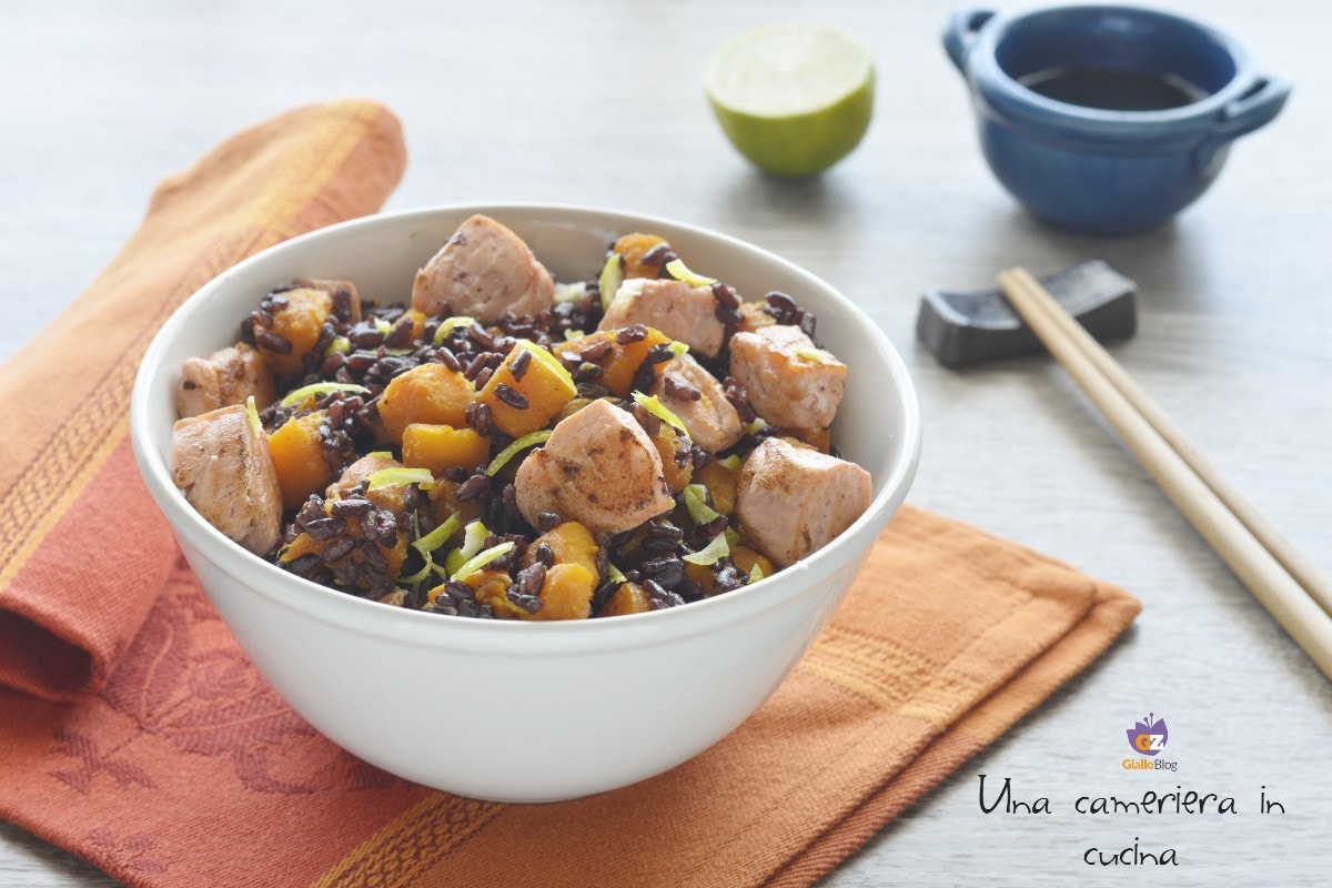 Black Rice with Pumpkin and Salmon