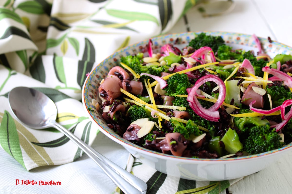 Black Rice with Squid and Broccoli