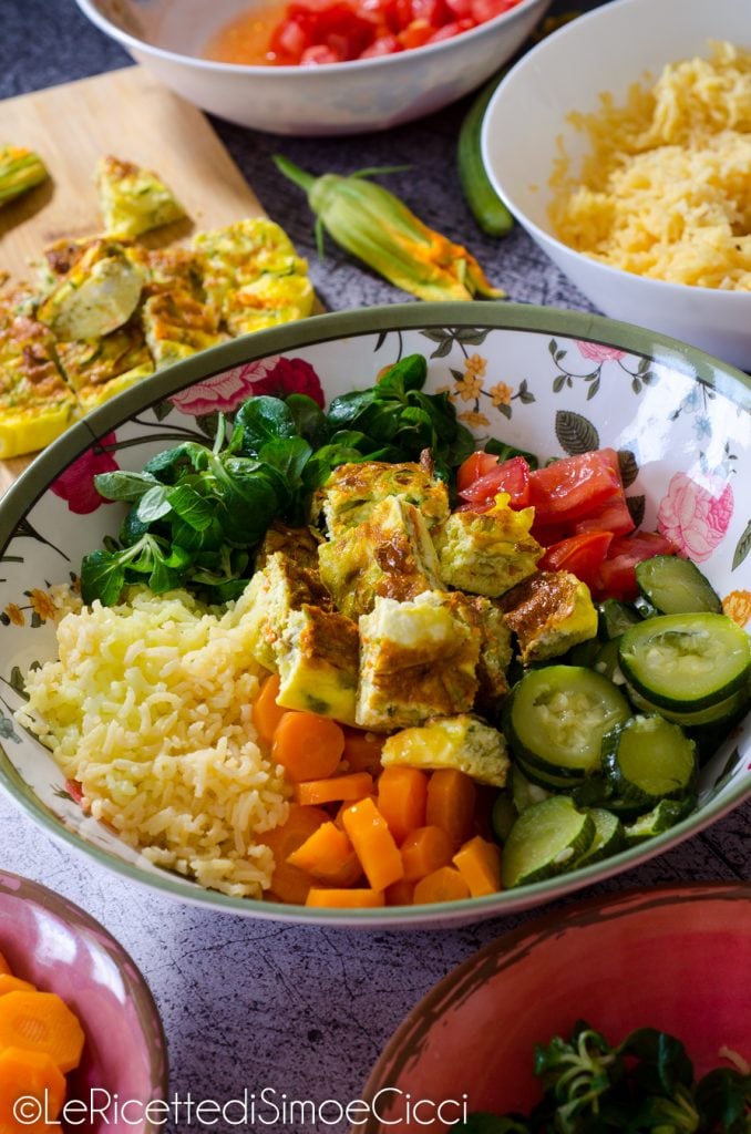 Buddha Bowl with Frittata and Vegetables