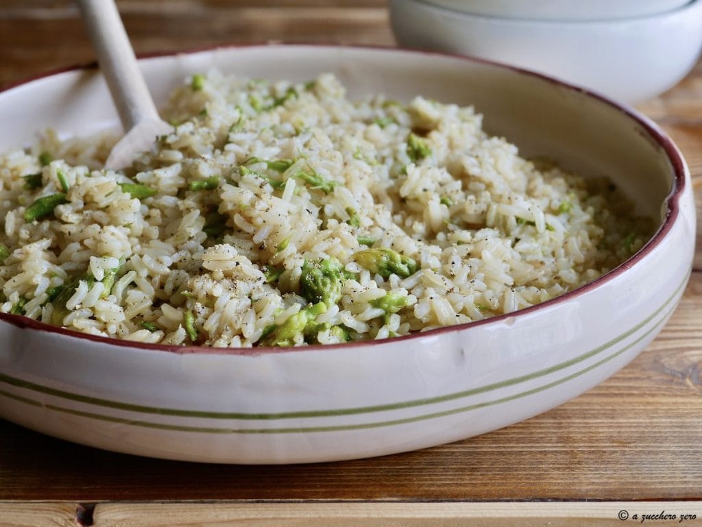 Wild Asparagus Risotto with Brown and Deamidated Rice