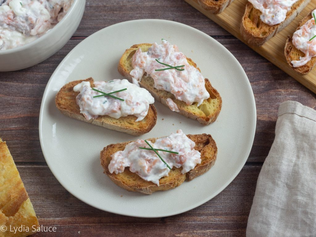 Bruschetta with Smoked Salmon and Stracciatella