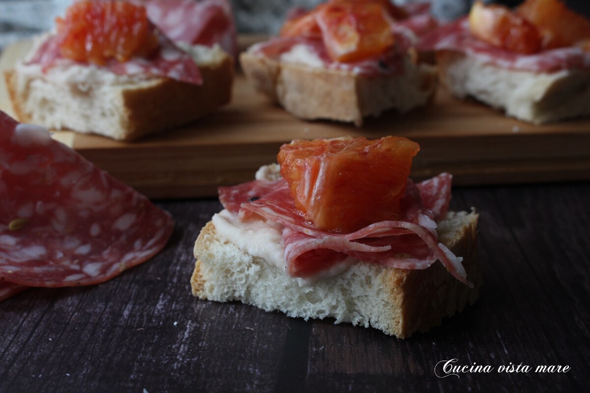 Bruschetta with Finocchiona and Orange