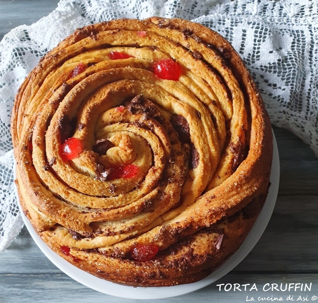 CRUFFIN CAKE with Chocolate and Candied Cherries