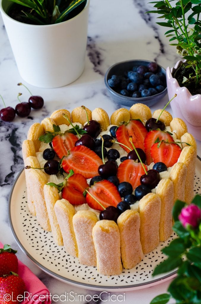 Charlotte with Strawberries and Blueberries