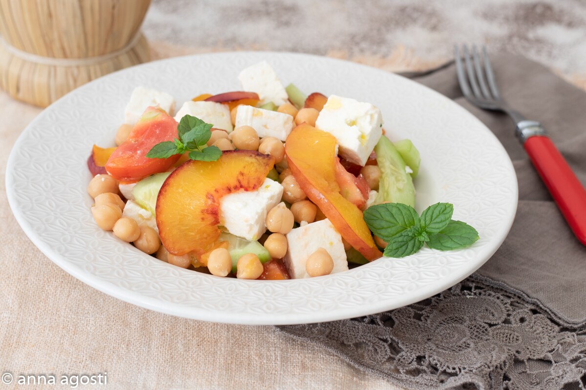 Chickpea Salad with Feta and Peaches