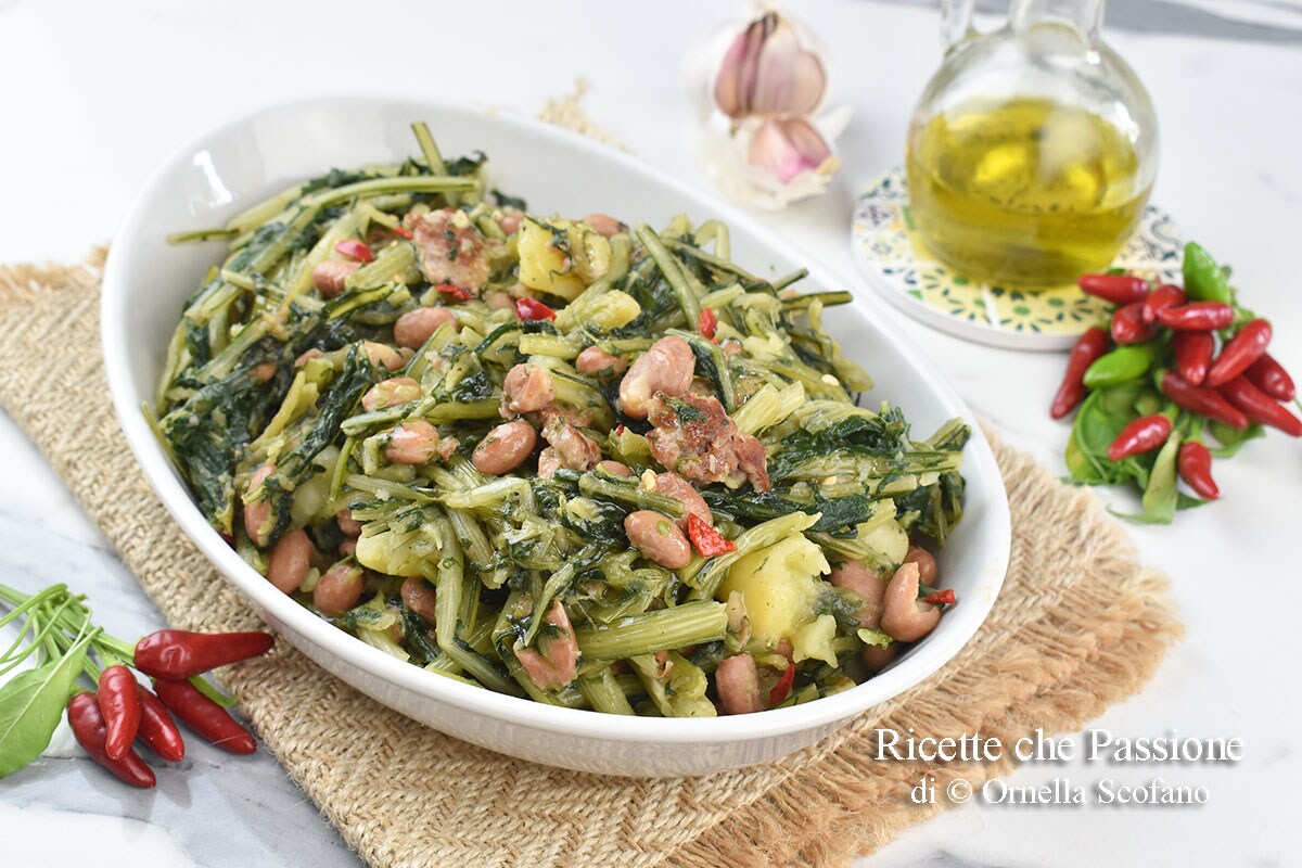 Chicory with Beans and Sausage