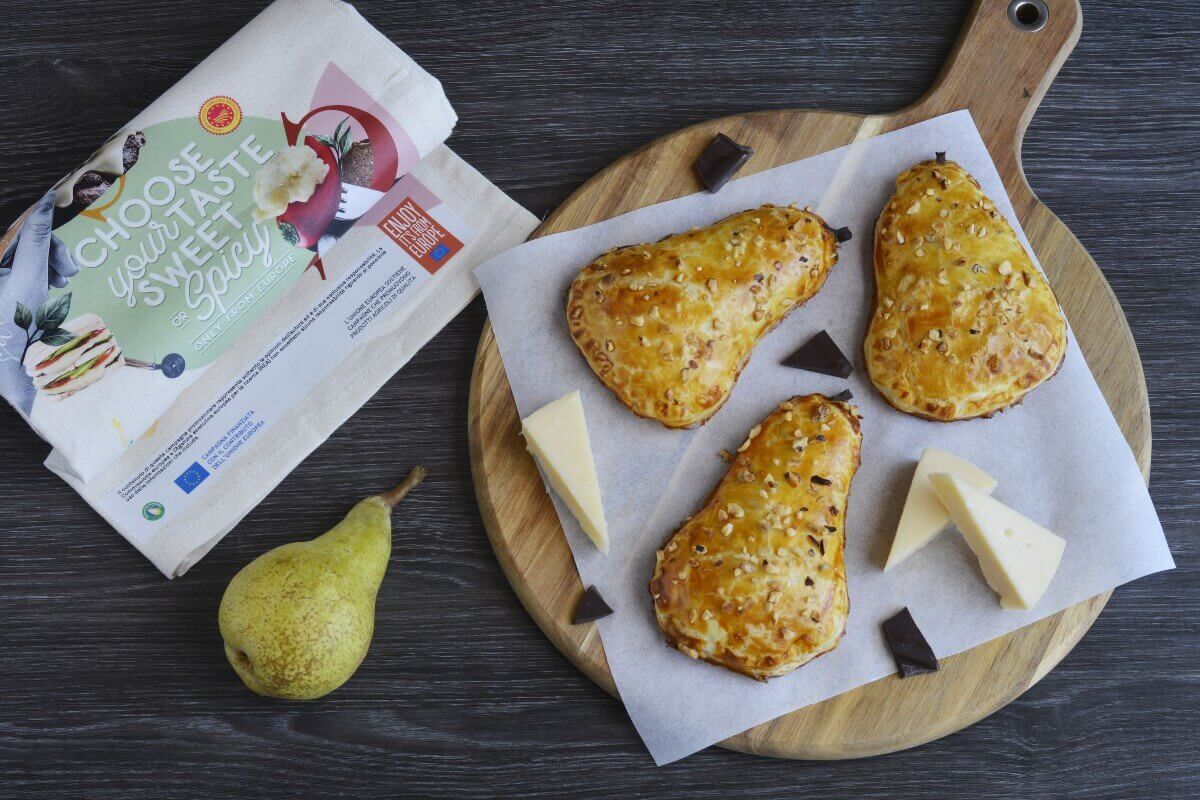 Chocolate, Pear, and Provolone Puff Pastries