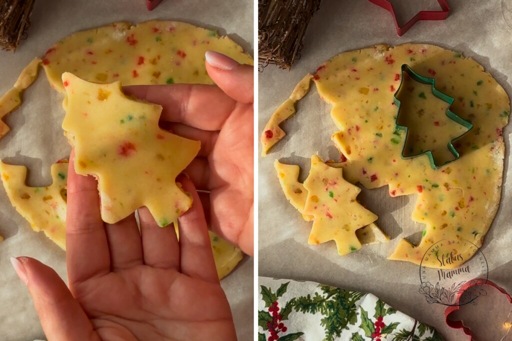 How to Make Christmas Tree Cookies with Candied Fruit Mix