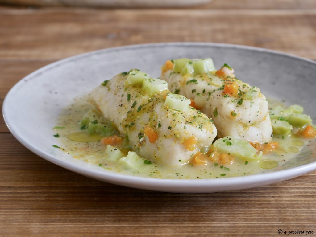 Cod fillets with light vegetables