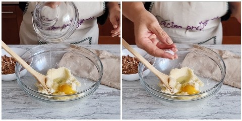 Add the egg and salt