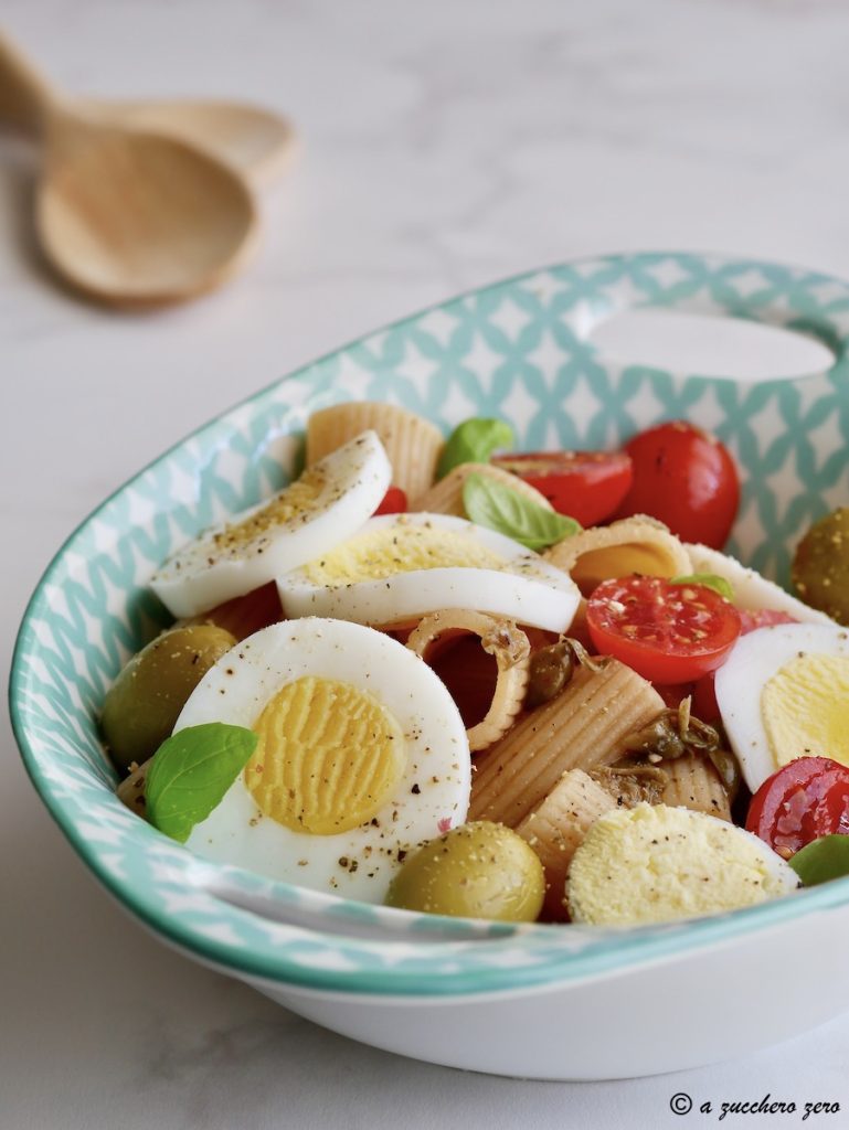 Cold Pasta with Light Hard-Boiled Eggs
