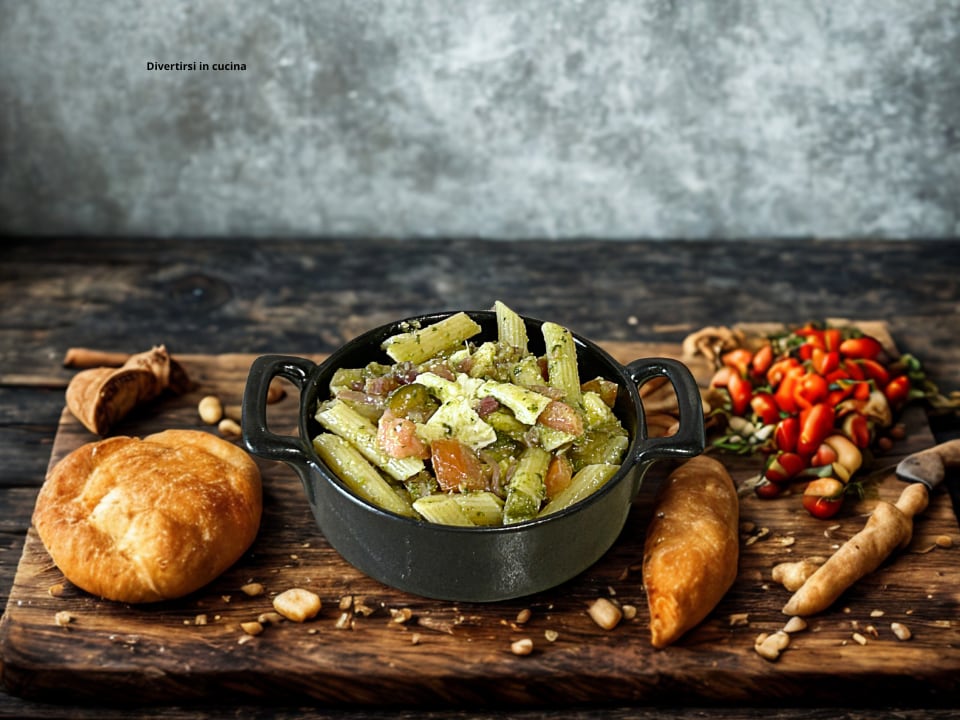Cold Pasta with Zucchini Pesto and Cherry Tomatoes