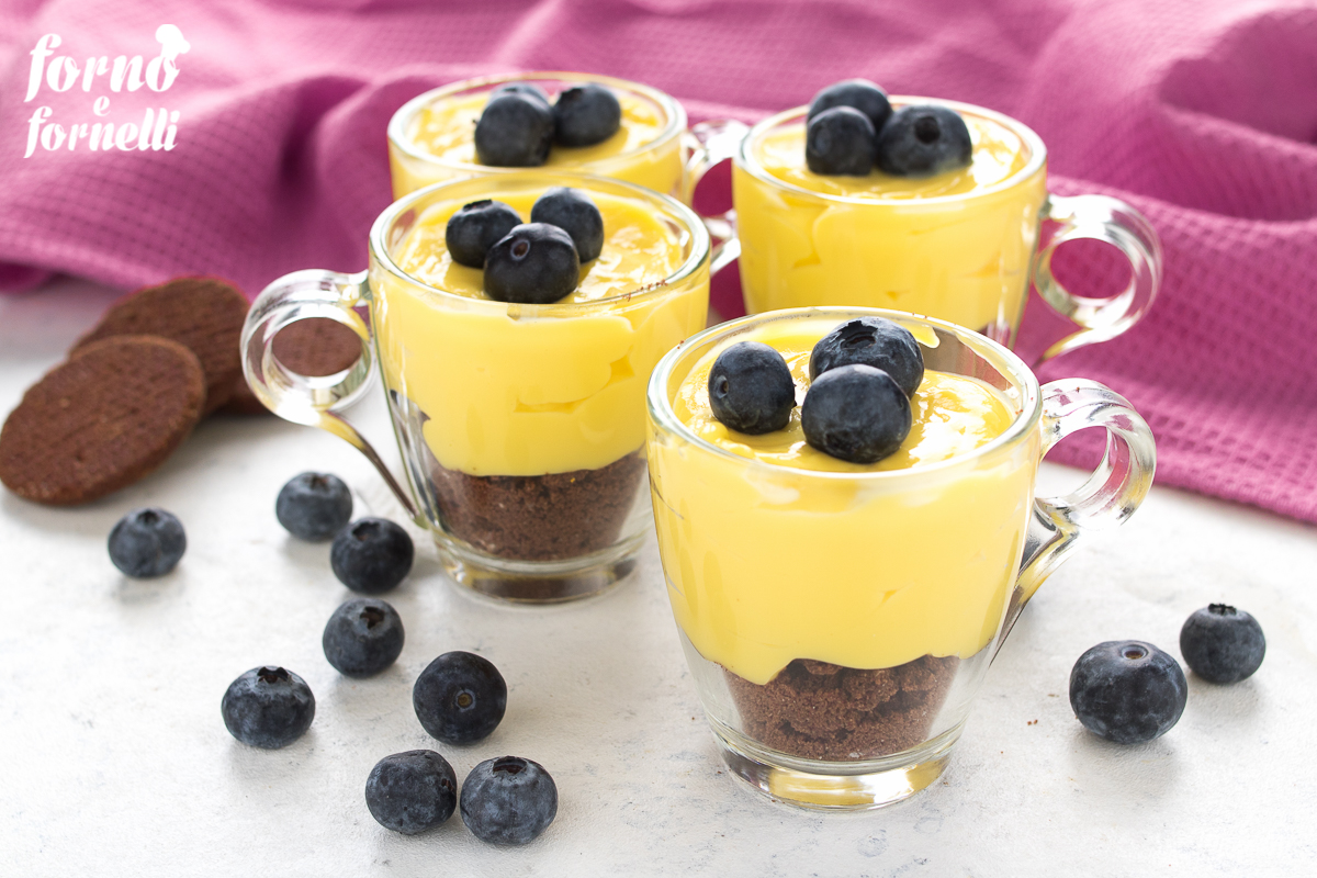 Cream Cups with Blueberries