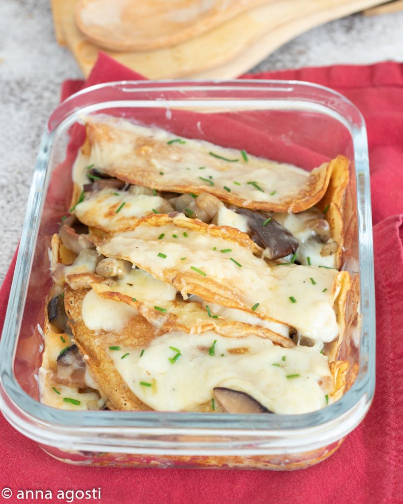 Crepes with Eggplants, Mushrooms, and Brie