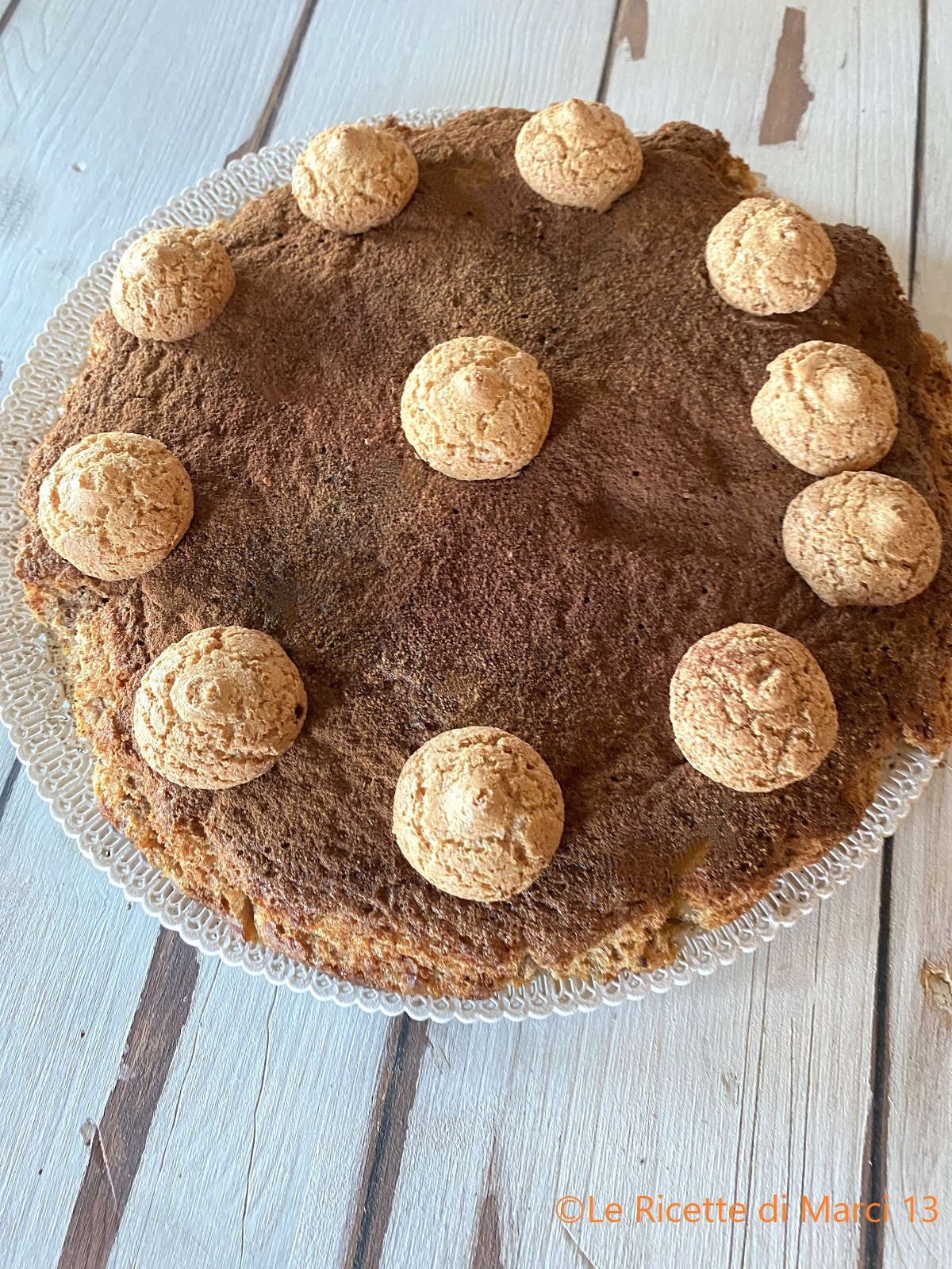 Crescionda from Spoleto with amaretti and chocolate. Family recipe.
