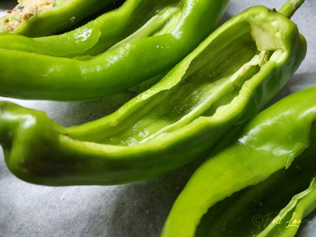 Cutting the Corno di Toro pepper