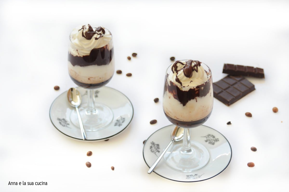 Layered Chocolate, Cream, and Coffee Cup