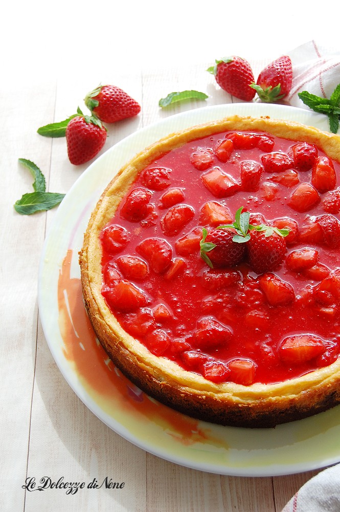 baked strawberry cheesecake