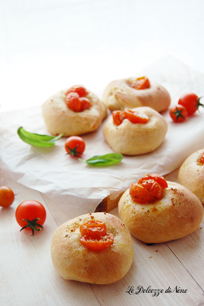 milk buns with cherry tomatoes