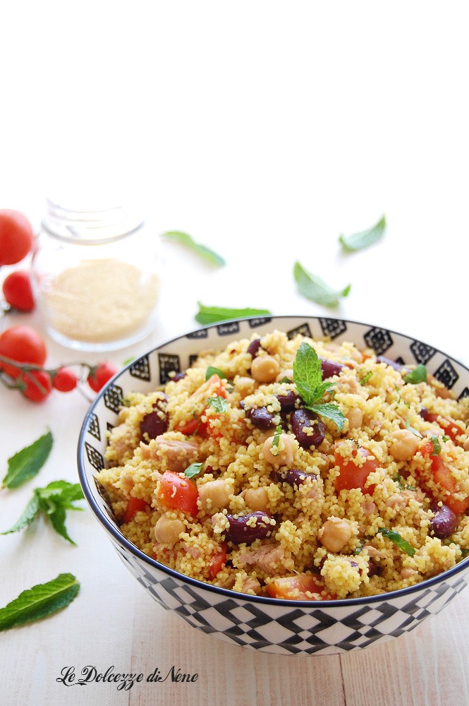 couscous salad with tuna and legumes