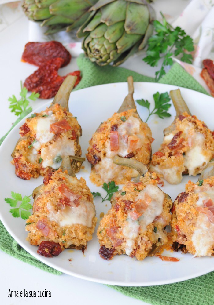 Stuffed Artichokes with Sun-Dried Tomatoes and Speck