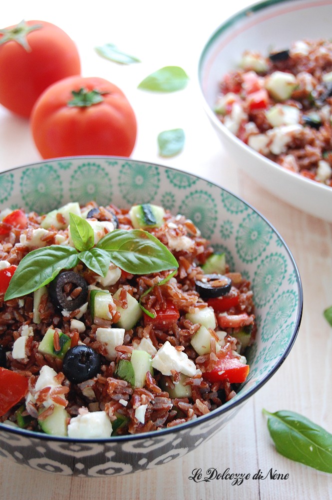 Greek red rice salad