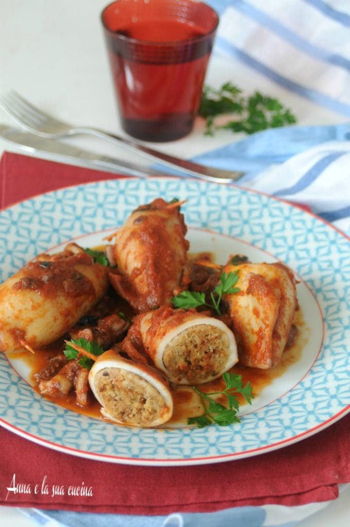Stuffed Squid in Red Sauce