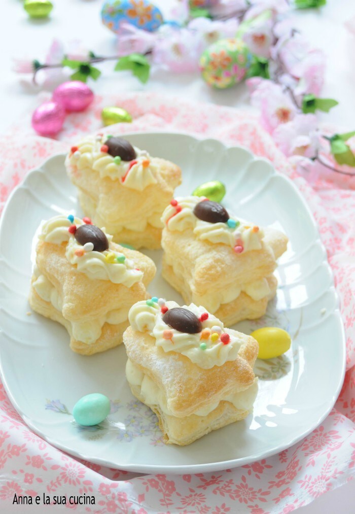 Easter Puff Pastry Bells with Cream