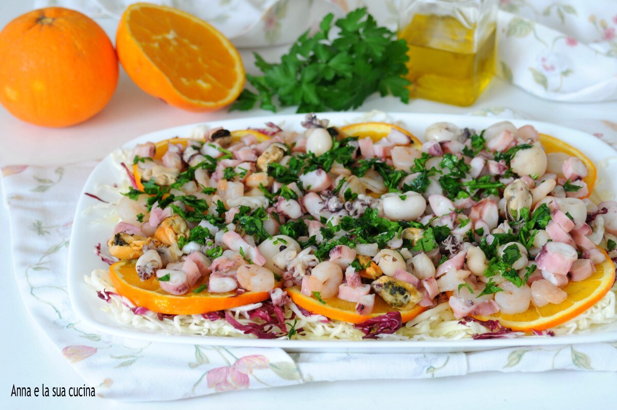 Seafood Salad with Oranges and Mixed Greens