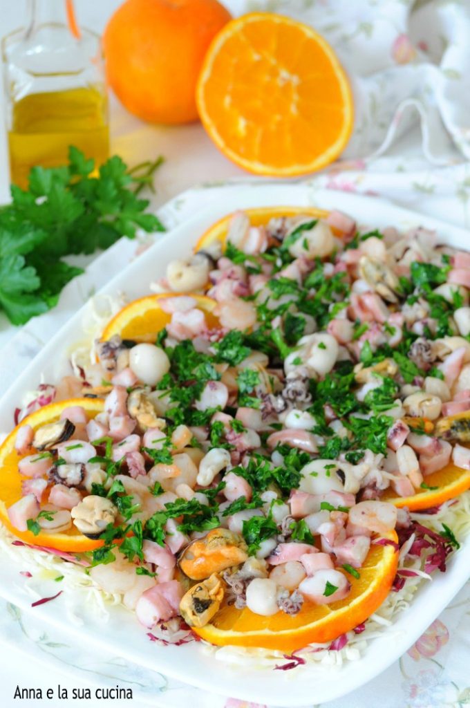 Seafood Salad with Oranges and Mixed Greens