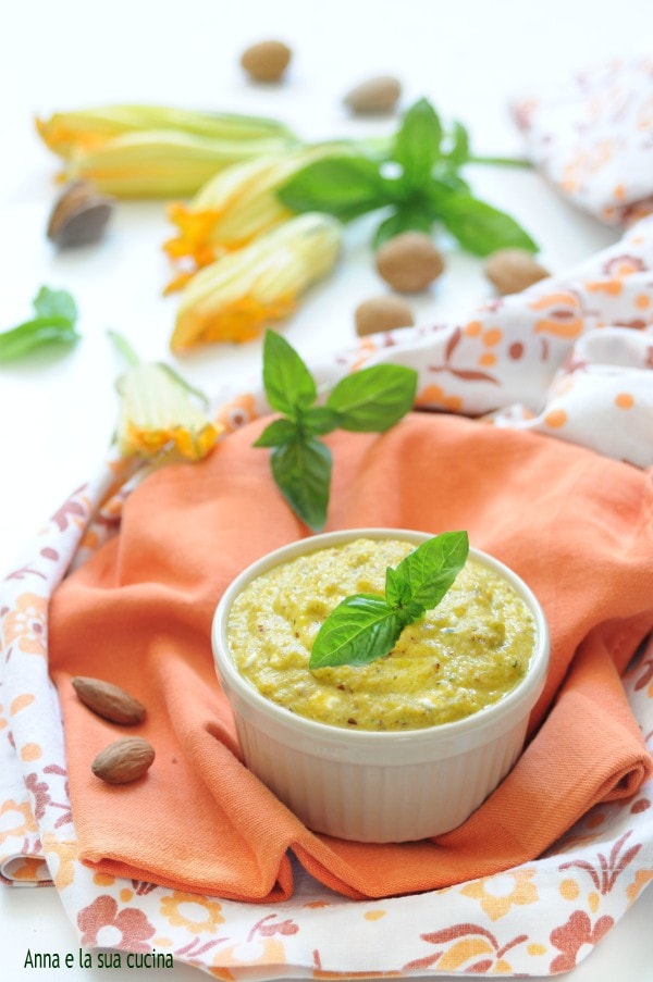 Zucchini Blossom Pesto with Cooking
