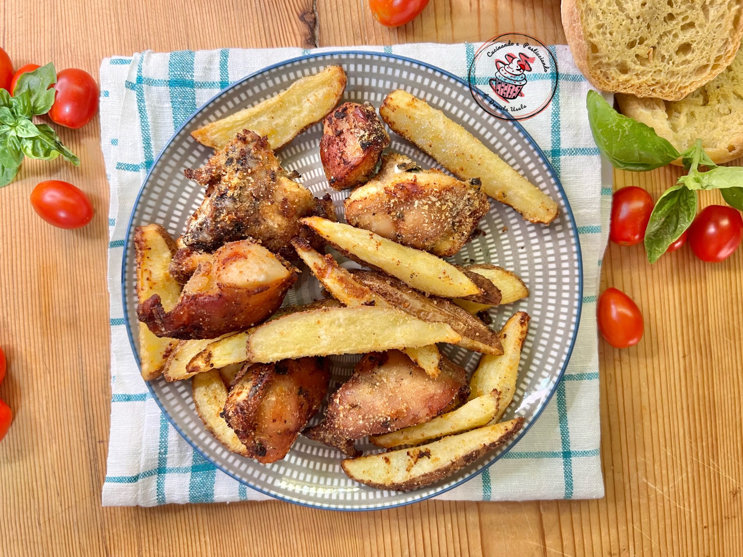 Breaded Rabbit with Potatoes Cooked in Air Fryer