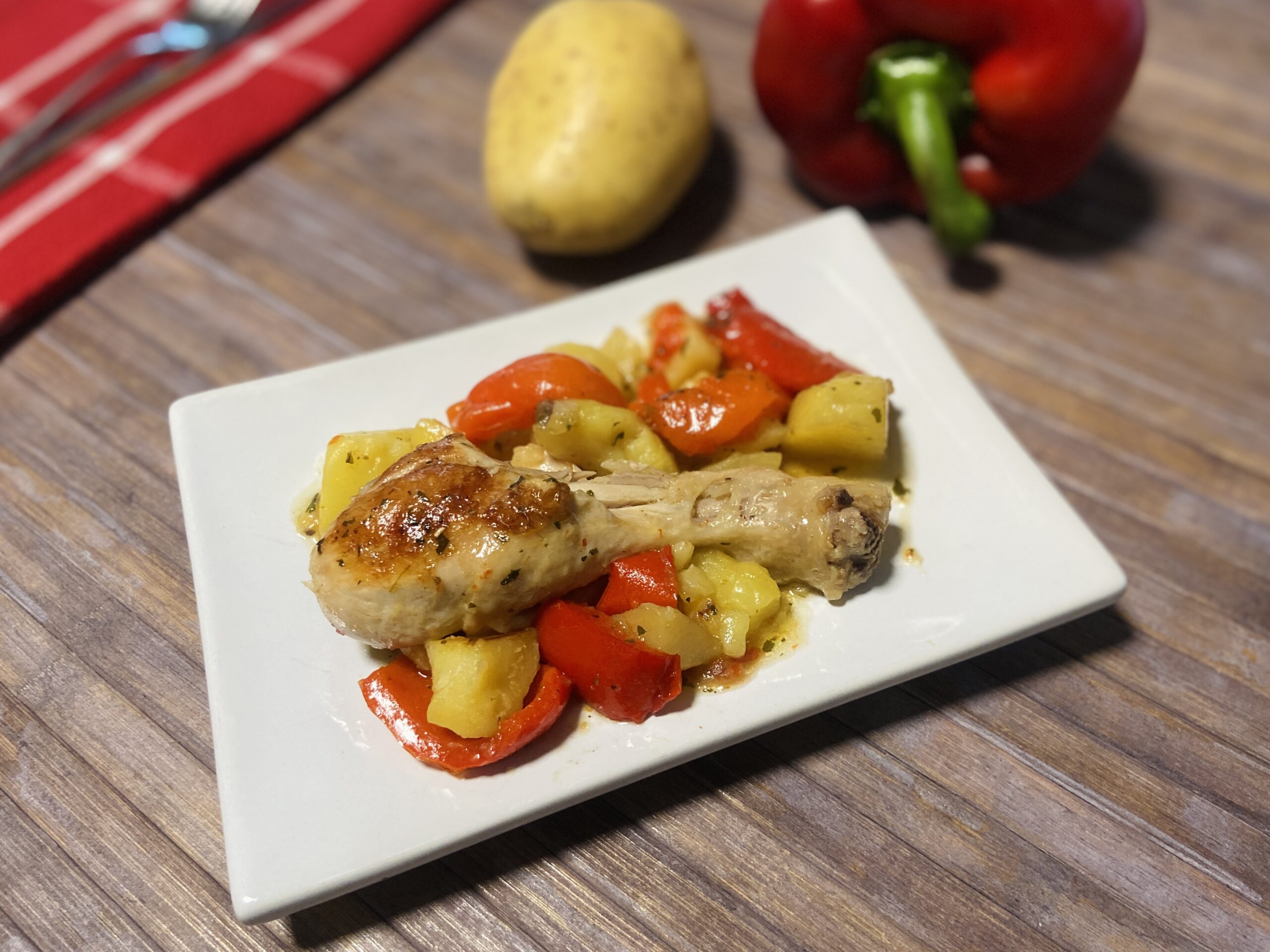 Chicken Thighs with Peppers and Potatoes