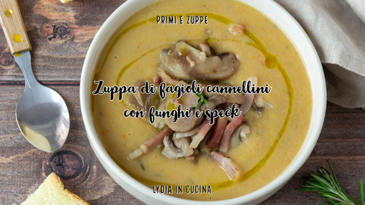 Cannellini Bean Soup with Mushrooms and Speck