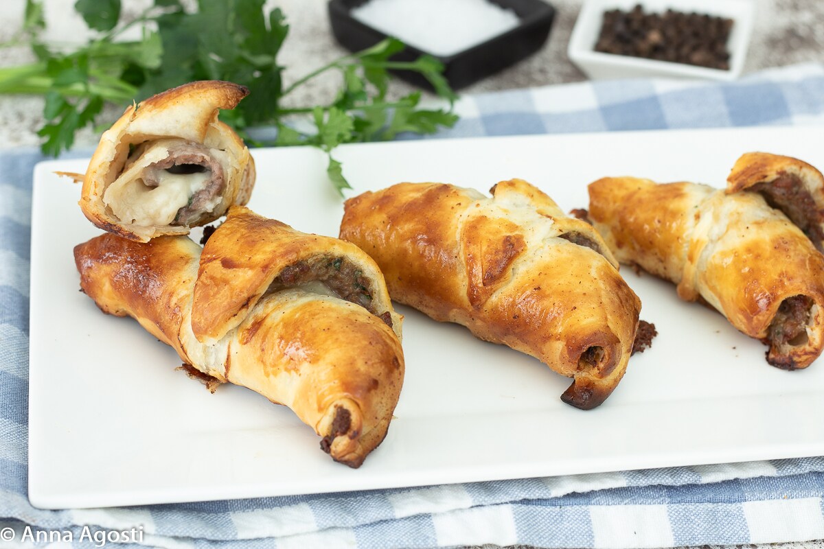 Flaky Puff Pastry Croissants with Ground Meat