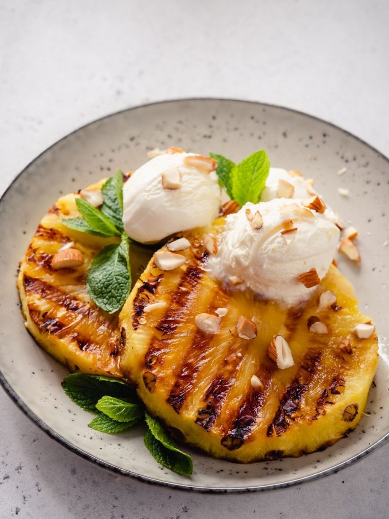 Ice Cream with Grilled Pineapple