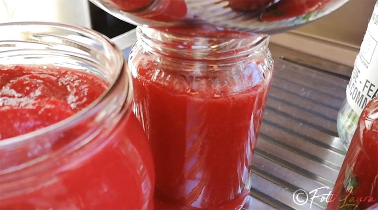 Pouring Sauce into the Jar