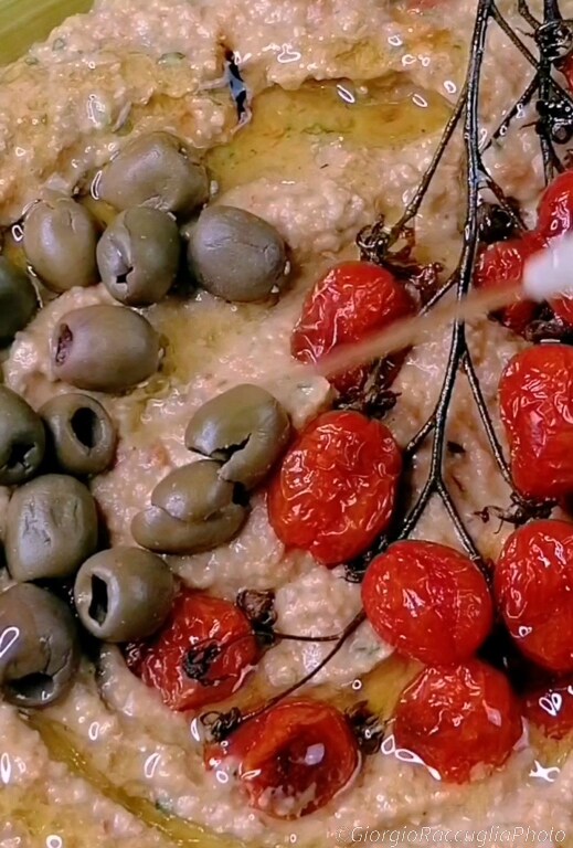 Hummus with Cherry Tomatoes and Olives