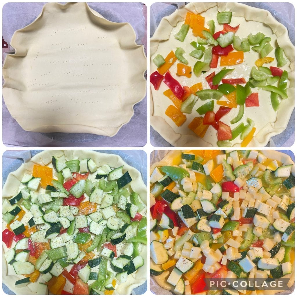 savory pie with zucchini and peppers