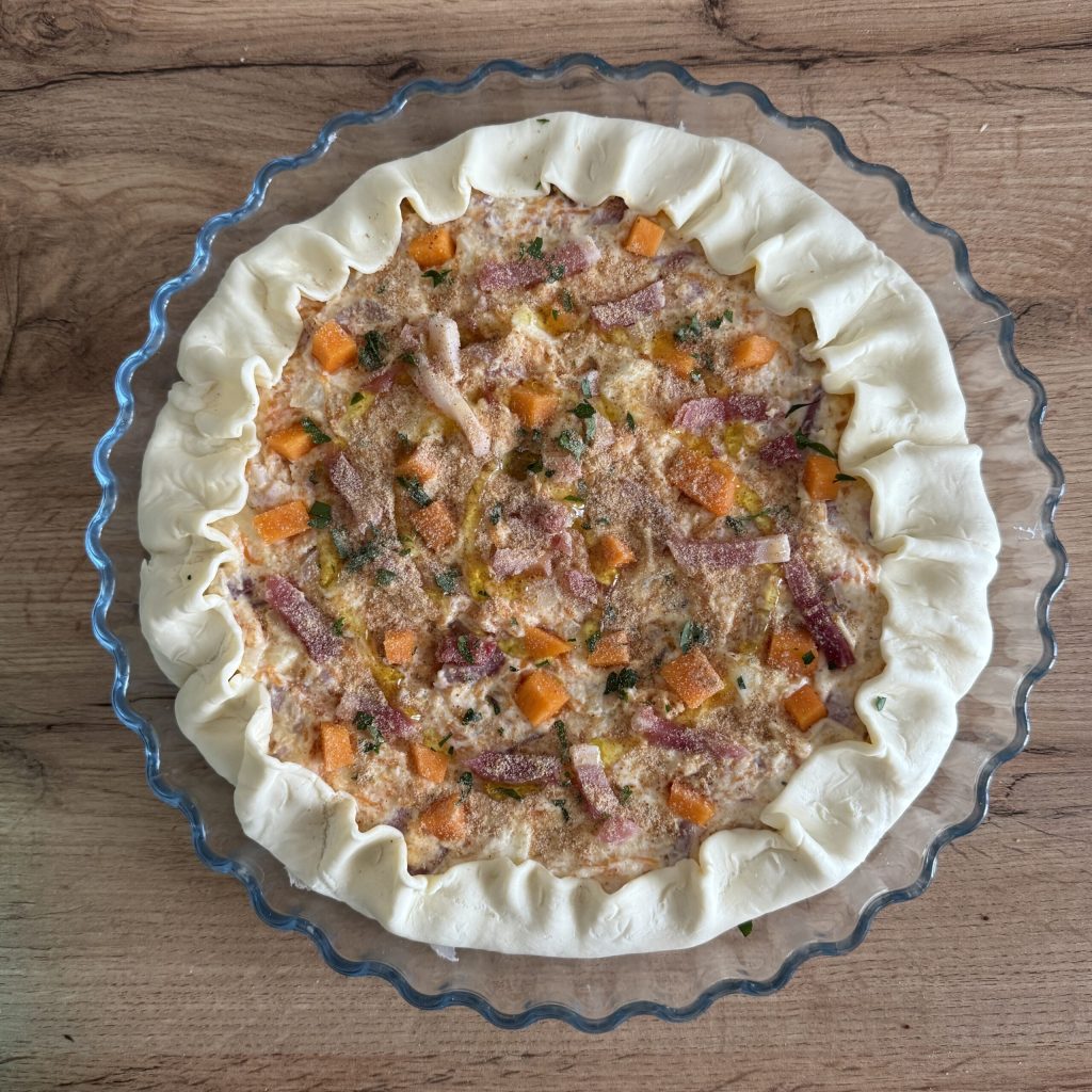 savory pumpkin and speck tart