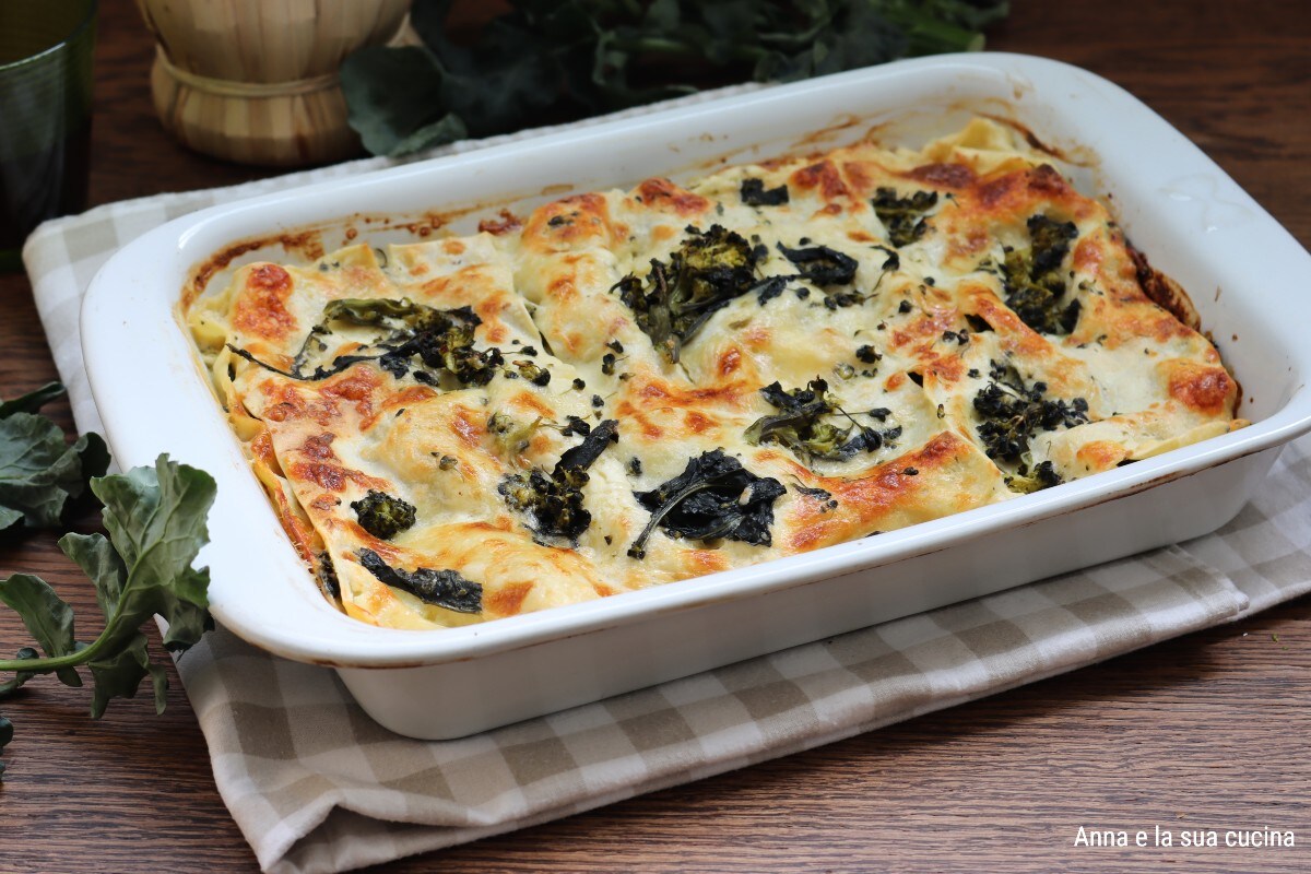 White Lasagna with Broccoli and Smoked Cheese